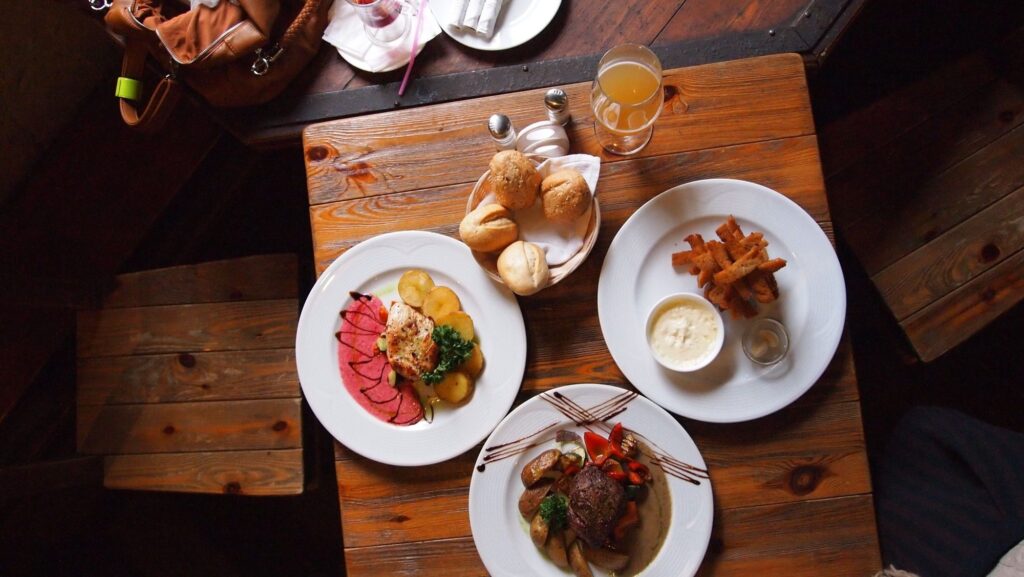Italian dishes on a restaurant table